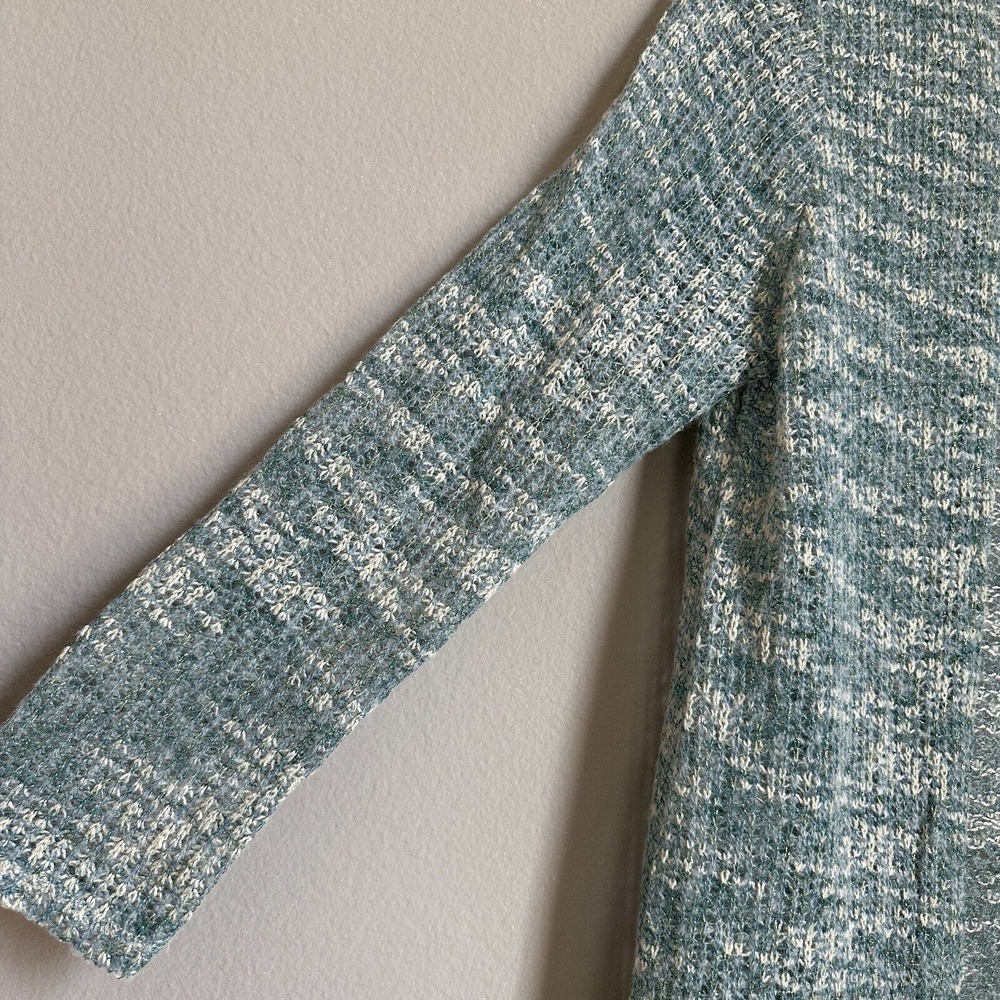 Soft Surroundings Open Front Cardigan Longline Open Knit Lightweight Metallic - Picture 5 of 11